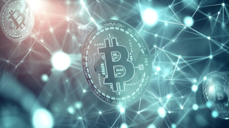 网络区块链虚拟币加密算法概念背景图