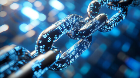 网络区块链虚拟币加密算法概念背景图