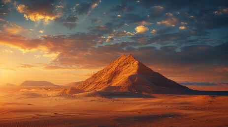 夕阳下土堆土山