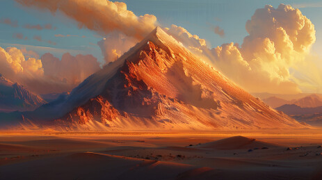 夕阳下土堆土山