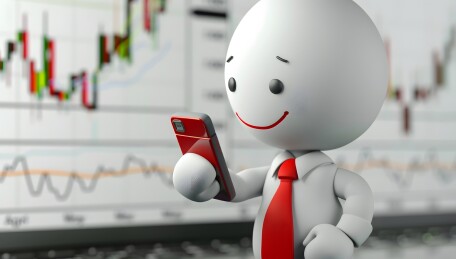 商务小人股票升值激动高兴