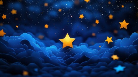 3D卡通插图夜空中的繁星