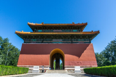 北京市5A景区明十三陵神道景区的碑亭