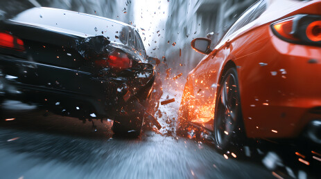 车辆车祸碰车特写