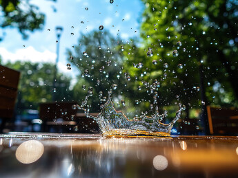 水溅在天空中的特写镜头