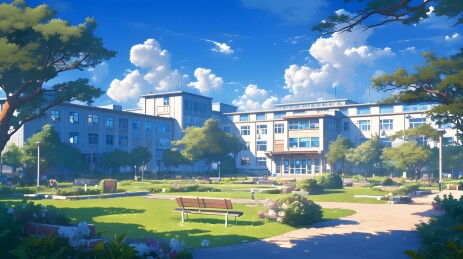 新海诚风格户外风景学校科研院所校园