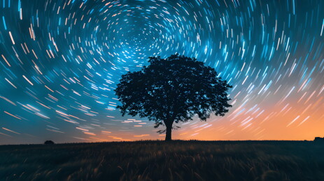 大自然夜晚星空延时摄影森林野外户外