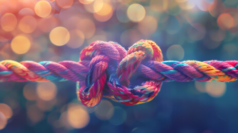多彩绳结，象征团结