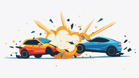 车祸现场两车相撞插画