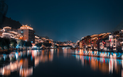 舞阳河上镇远古城夜景