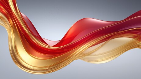 中国红金色搭配祖国质感飘带