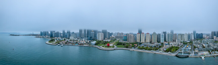中国山东青岛奥帆海洋文化旅游区风景航拍