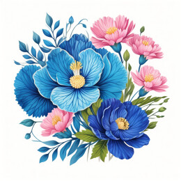 唯美装饰图案自然花卉绿植花束鲜花插画