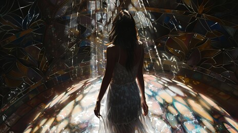 梦幻光影中的优雅女性