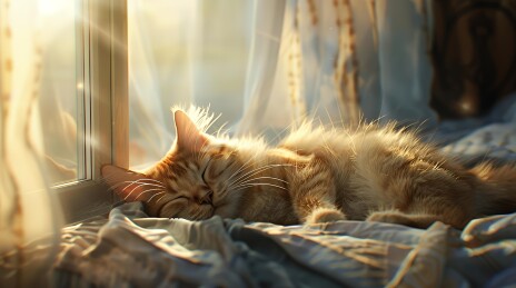 阳光下的可爱橘猫静享午睡