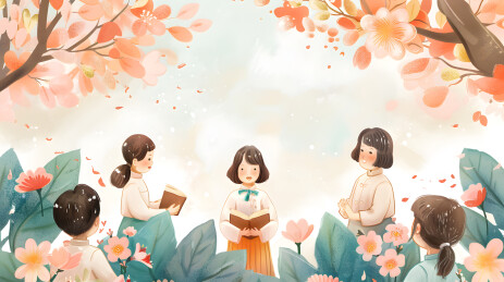 九月开学季教师节老师和学生简约多风格插画