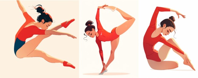美丽女人健身瑜伽动作插画设计