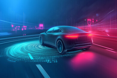 行驶中的智能电动车概念图