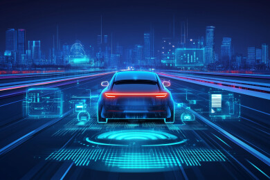 行驶中的智能电动车概念图