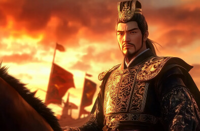 古代将军秦始皇带兵骑马征战的场景