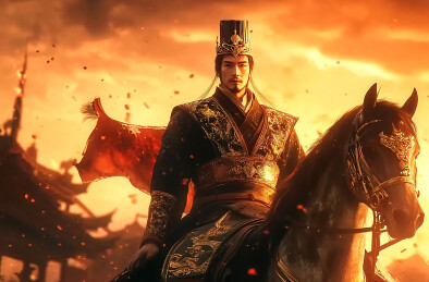 古代将军秦始皇带兵骑马征战的场景