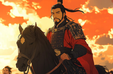 古代将军秦始皇带兵骑马征战的场景