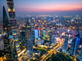 航拍上海CBD陆家嘴三件套金融中心