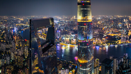 航拍上海CBD陆家嘴三件套金融中心