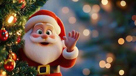 打招呼的圣诞老人背景