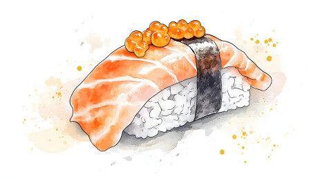 日式鱼籽寿司插画