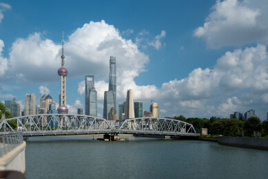 上海外白渡桥和陆家嘴建筑