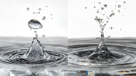 白色背景下水滴的特写镜头