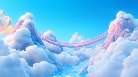 3D卡通群山桥梁