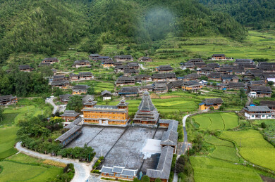 航拍湖南邵阳城步长安营镇大寨侗寨