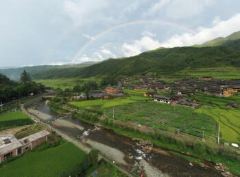 航拍湖南邵阳城步长安营镇大寨侗寨