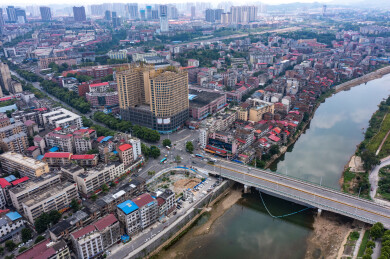 航拍湖南娄底娄星区城市风光