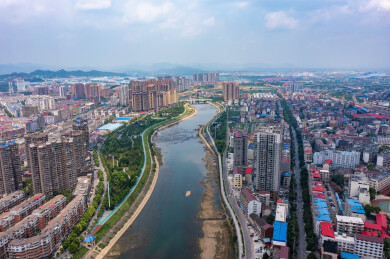 航拍湖南娄底娄星区城市风光