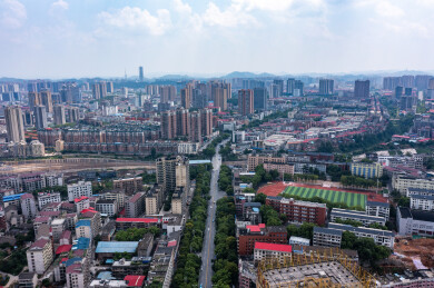 航拍湖南娄底娄星区城市风光