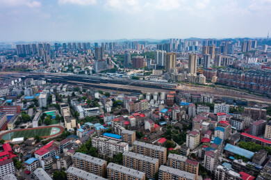 航拍湖南娄底娄星区城市风光