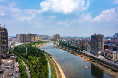 航拍湖南娄底娄星区城市风光