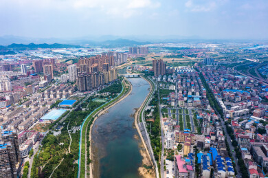 航拍湖南娄底娄星区城市风光