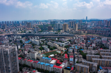 航拍湖南娄底娄星区城市风光