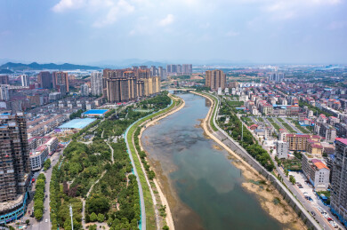 航拍湖南娄底娄星区城市风光