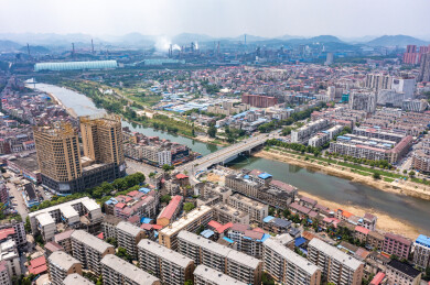 航拍湖南娄底娄星区城市风光