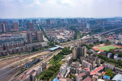 航拍湖南娄底娄星区城市风光