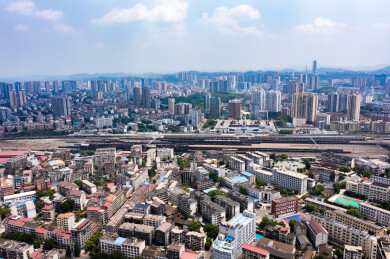 航拍湖南娄底娄星区城市风光