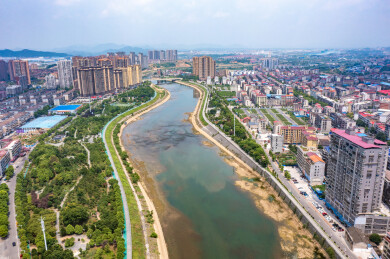 航拍湖南娄底娄星区城市风光