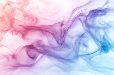 白色背景上彩色烟雾的特写镜头