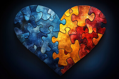 黑色背景下的拼图特写镜头