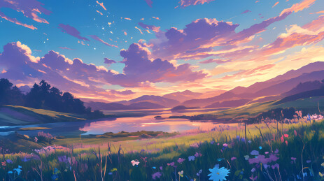 日式清新风景插画